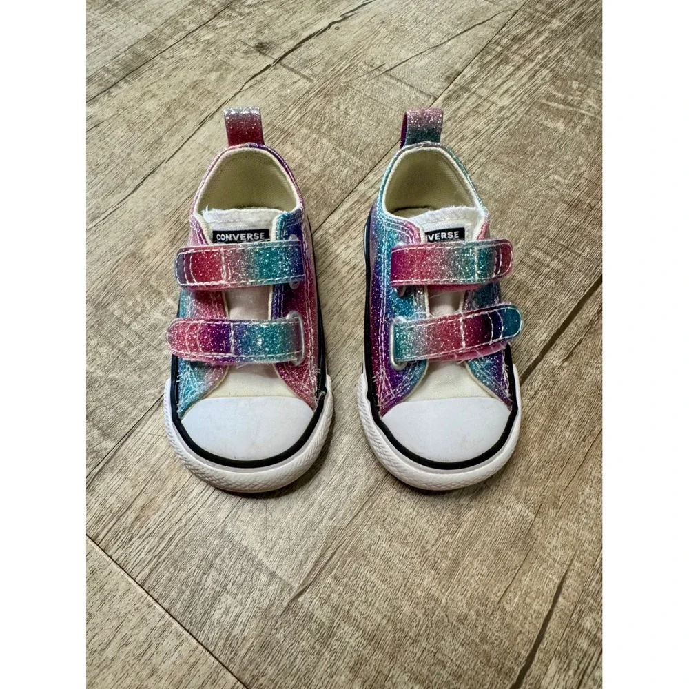 Converse Chuck Taylor All‎ Star Infant Glitter Pink Teal Sneakers Size 4